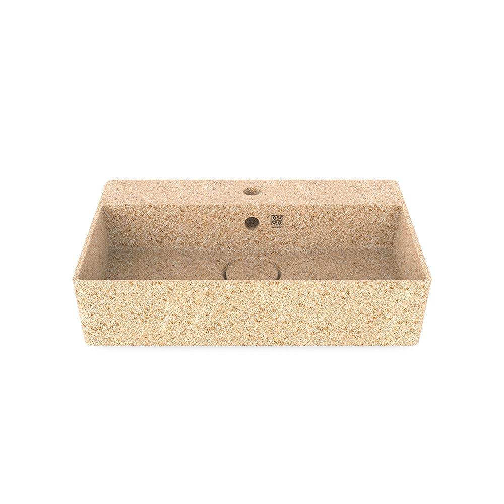 Eco Vessel Sink Cube60 w/ Tap Hole I Washbasin I Natural | SPAFAIR