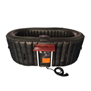 Oval Black Inflatable Hot Tub With Drink Tray and Cover - 2 Person - 145 Gallon I SPAFAIR