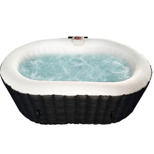 Oval Black & White Inflatable Hot Tub With Drink Tray and Cover - 2 Person - 145 Gallon I SPAFAIR
