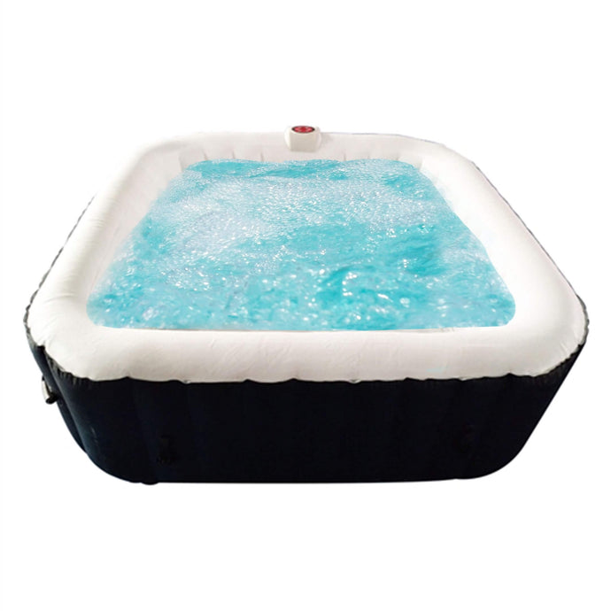 ALEKO Square Inflatable Hot Tub 2-4 Person with Cover I 160 Gallon I Black & White I SPAFAIR