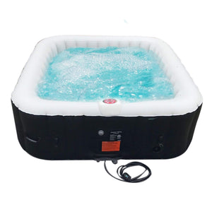 ALEKO Square Inflatable Jetted Hot Tub Spa With Cover - 6 Person - 265 Gallon - Black I SPAFAIR