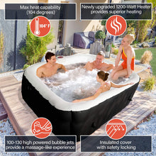 Load image into Gallery viewer, ALEKO Square Inflatable Jetted Hot Tub Spa With Cover - 6 Person - 265 Gallon - Black I SPAFAIR