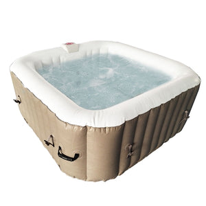 ALEKO Square Inflatable Hot Tub 2-4 Person with Cover I 160 Gallon I Portable Spa I Brown I SPAFAIR