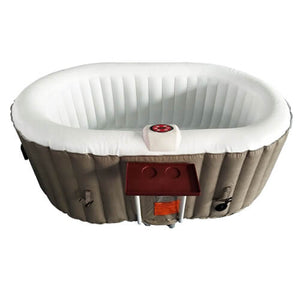 ALEKO Oval Brown & White Inflatable Hot Tub Blow Up Spa - Drink Tray and Cover - 145 Gallon - 2 person I SPAFAIR