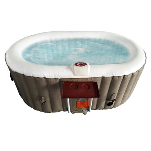 ALEKO Oval Brown & White Inflatable Hot Tub Blow Up Spa - Drink Tray and Cover - 145 Gallon - 2 person I SPAFAIR