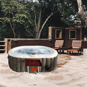 ALEKO Oval Brown & White Inflatable Hot Tub Blow Up Spa - Drink Tray and Cover - 145 Gallon - 2 person I SPAFAIR