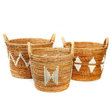 Load image into Gallery viewer, Banana Leaf Stitched Handwoven Baskets by Bazar Bizar - Set of 3 I SPAFAIR