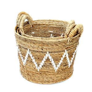 Banana Leaf Stitched Handwoven Baskets by Bazar Bizar - Set of 3 I SPAFAIR
