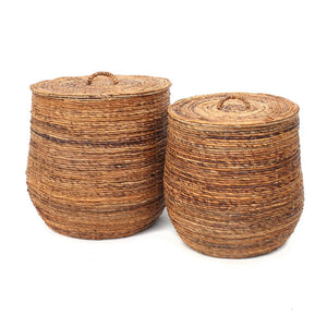 Banana Leaf Handwoven Laundry Baskets Bazar Bizar I Set of 2 I SPAFAIR