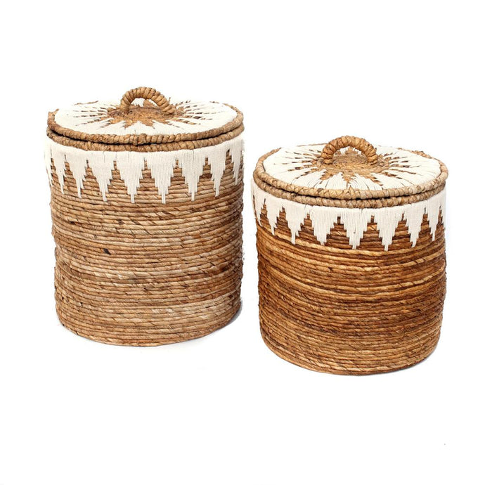 Banana Stitched Handwoven Laundry Baskets by Bazar Bizar I Set of 2 I SPAFAIR