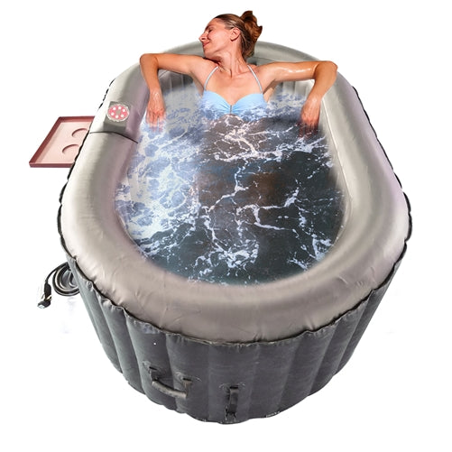 Oval Black Inflatable Hot Tub With Drink Tray and Cover - 2 Person - 145 Gallon I SPAFAIR