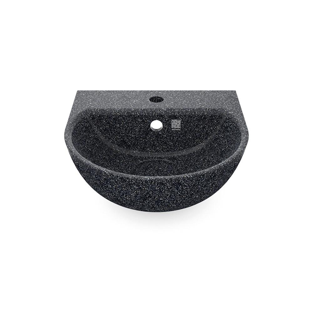 Wall-mounted Eco Bathroom Sink Soft40 w/ Tap Hole I Stone | SPAFAIR
