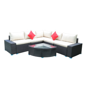 US STOCK Panana 7 Piece Large Outdoor Garden Yard Furnitures set Patio PE Rattan Wicker Sofa with Coffee Table Sectional Set