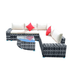 US STOCK Panana 7 Piece Large Outdoor Garden Yard Furnitures set Patio PE Rattan Wicker Sofa with Coffee Table Sectional Set