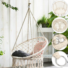 Load image into Gallery viewer, Nordic Style Round Hammock Safety Hanging Hammock Chair Swing Rope Outdoor Indoor Hanging Chair Garden Seat For Child Adult