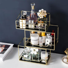 Load image into Gallery viewer, Nordic Metal Glass Makeup Organizer, Cosmetic Storage Box I SPAFAIR