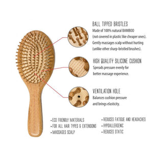 Wooden Hair Brush Bamboo Natural Massage Comb Antistatic I SPAFAIR